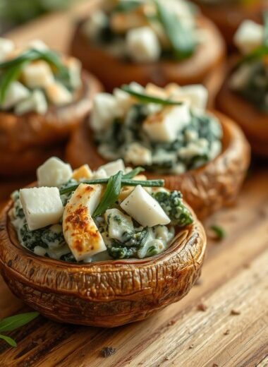 Baked Spinach & Feta Stuffed Mushrooms