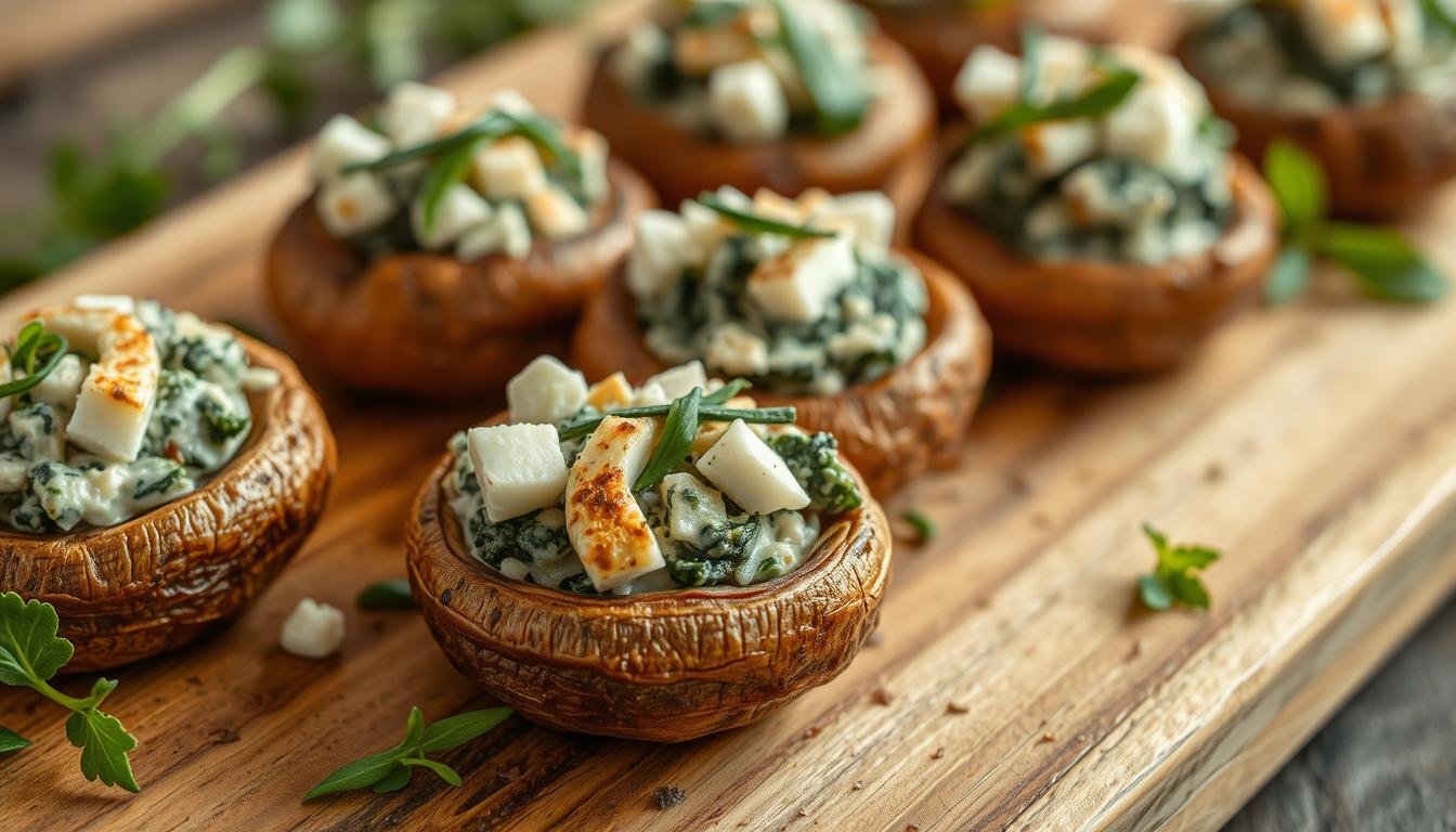 Baked Spinach & Feta Stuffed Mushrooms