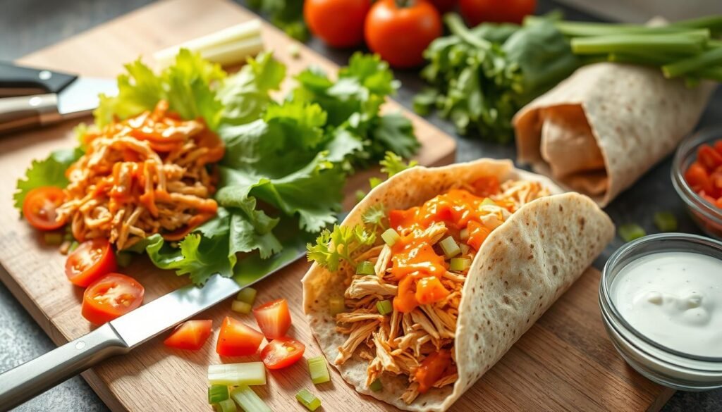 Buffalo Chicken Wrap Preparation