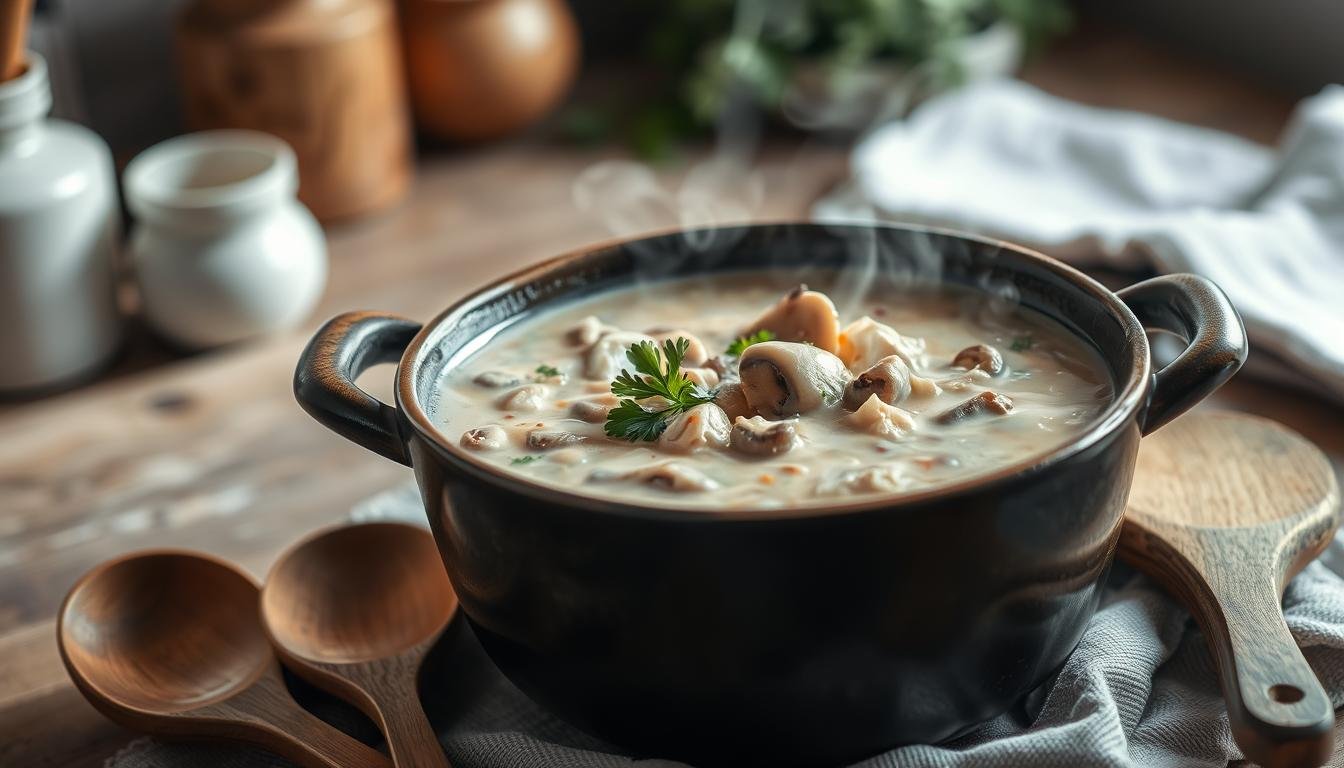 Creamy Mushroom & Chicken Soup