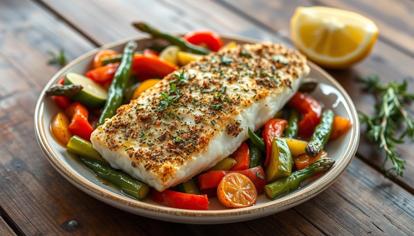 Herb-Crusted Cod with Veggies