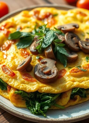 Low-Fat Mushroom & Spinach Omelette