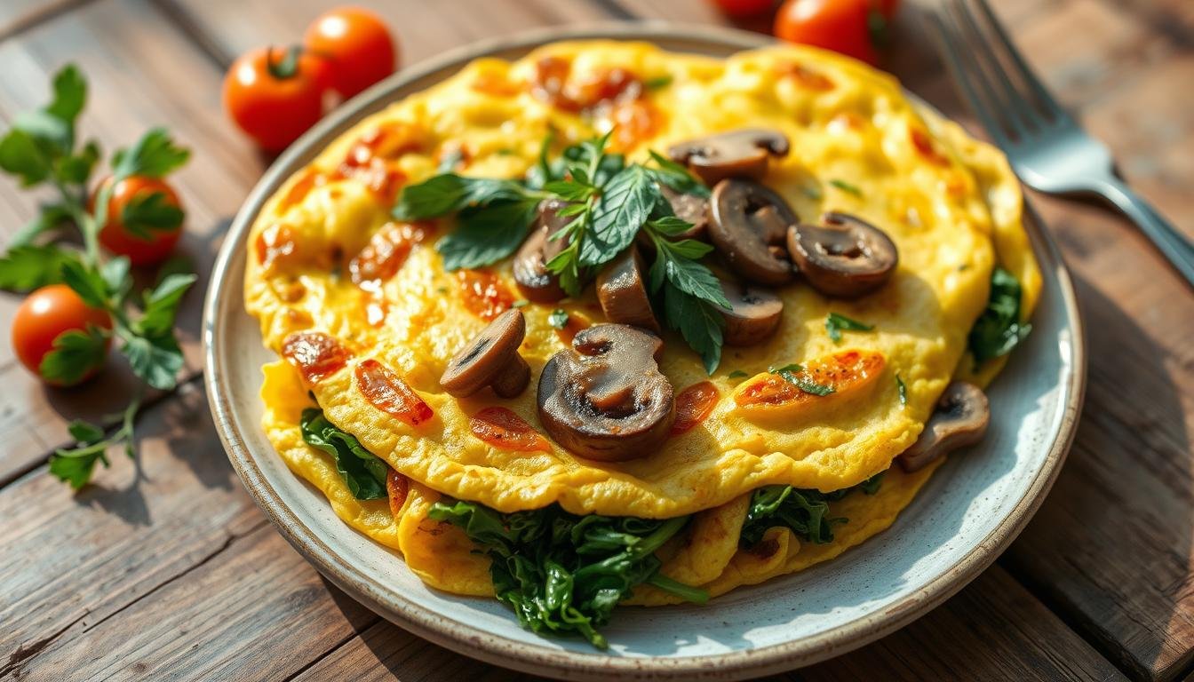 Low-Fat Mushroom & Spinach Omelette