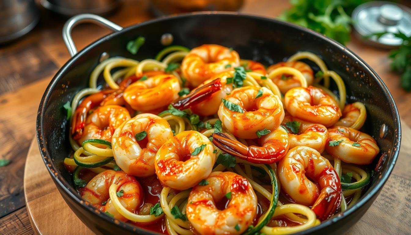 One-Pan Garlic Butter Shrimp & Zoodles