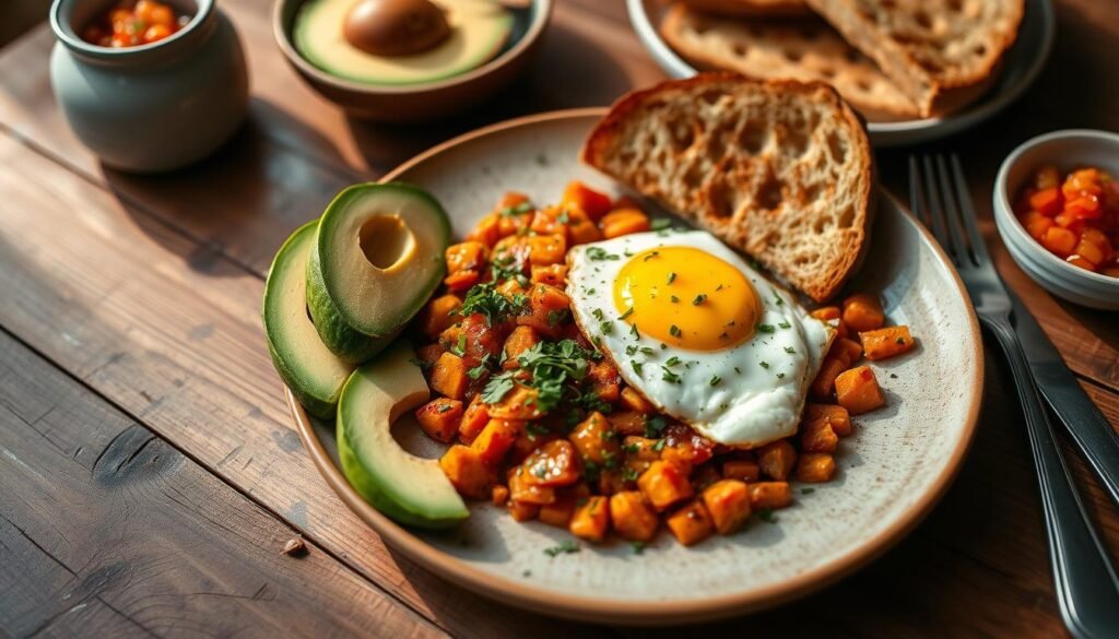 Serving Sweet Potato Hash with Accompaniments