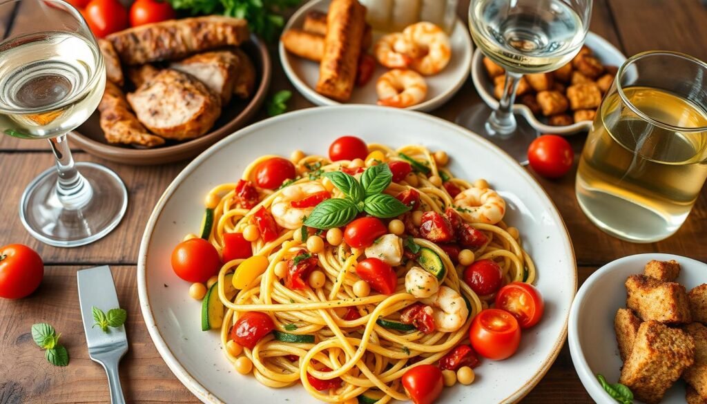 Serving suggestions protein pairings beverage pairings chickpea pasta primavera