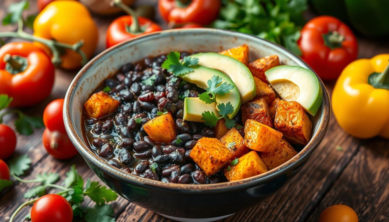Spicy Black Bean & Sweet Potato Bowl