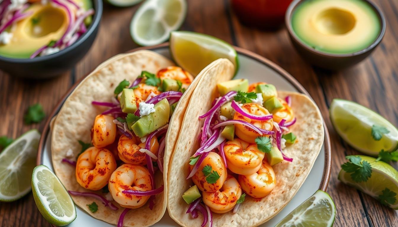 Spicy Shrimp Tacos with Avocado Slaw