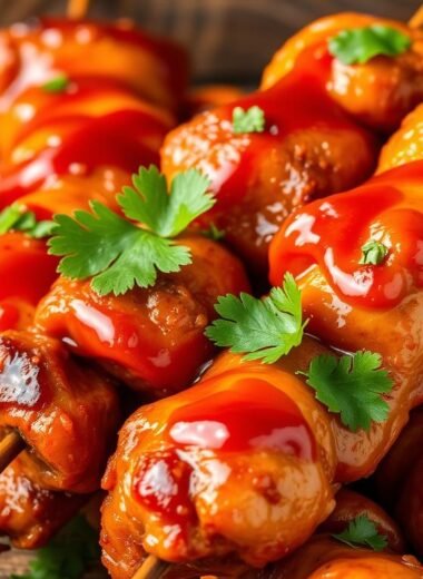 Spicy Sriracha Chicken Skewers