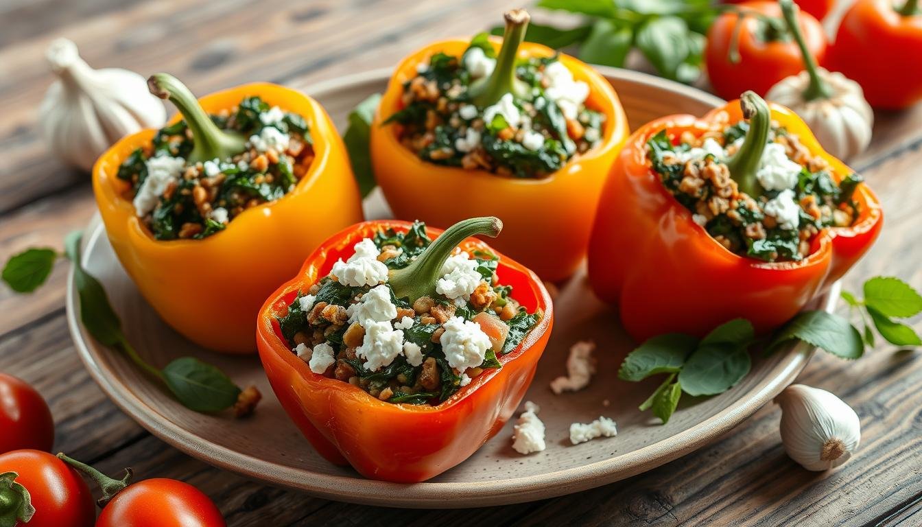 Spinach & Feta Stuffed Peppers