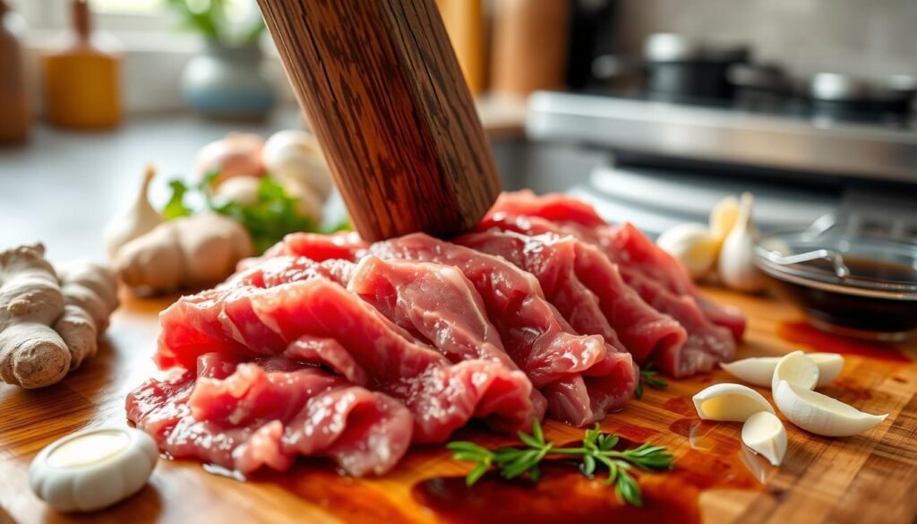 Tenderizing beef for stir-fry