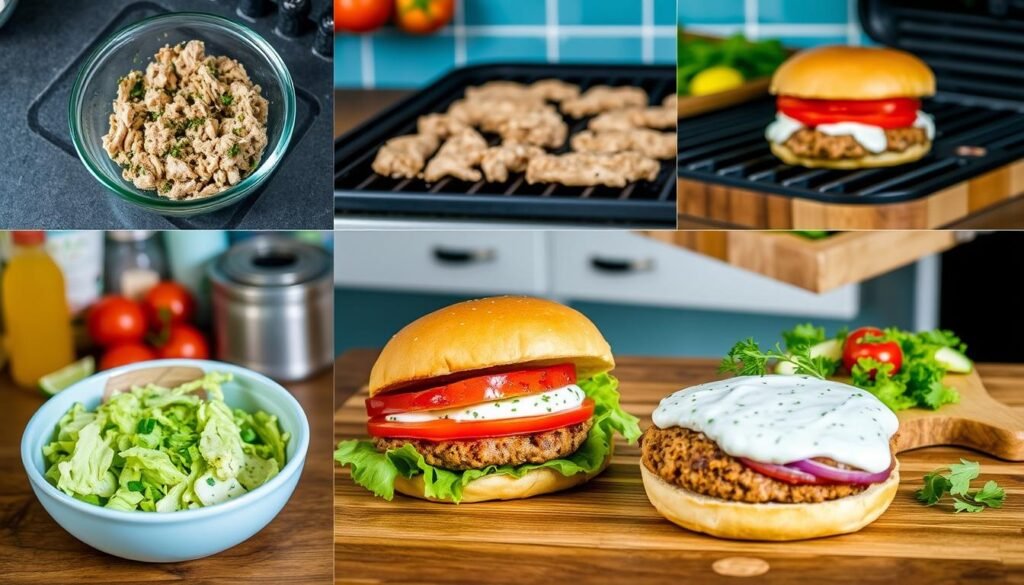 cooking instructions for Greek chicken burger
