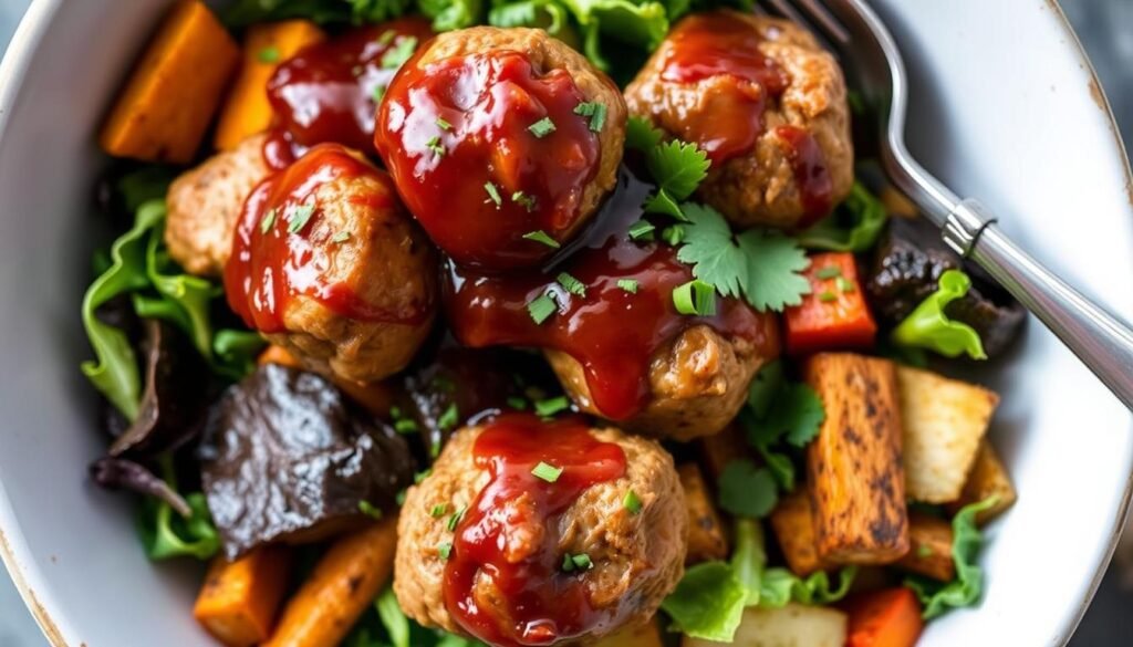 gluten-free meals and keto-friendly BBQ Turkey Meatball Bowl