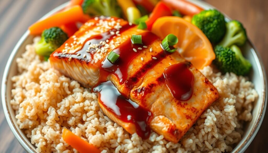macronutrients in salmon bowl