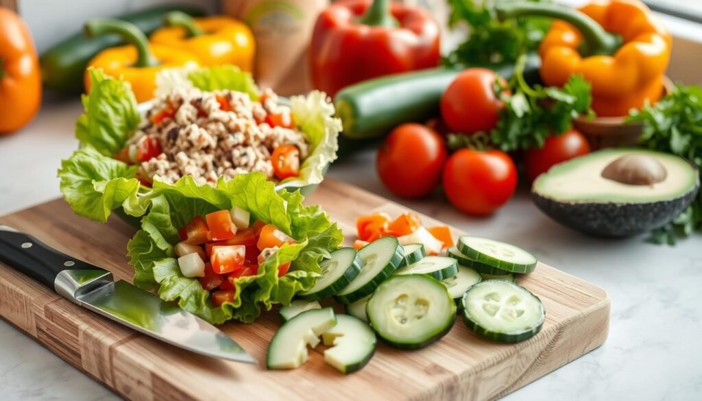 preparing tuna wraps