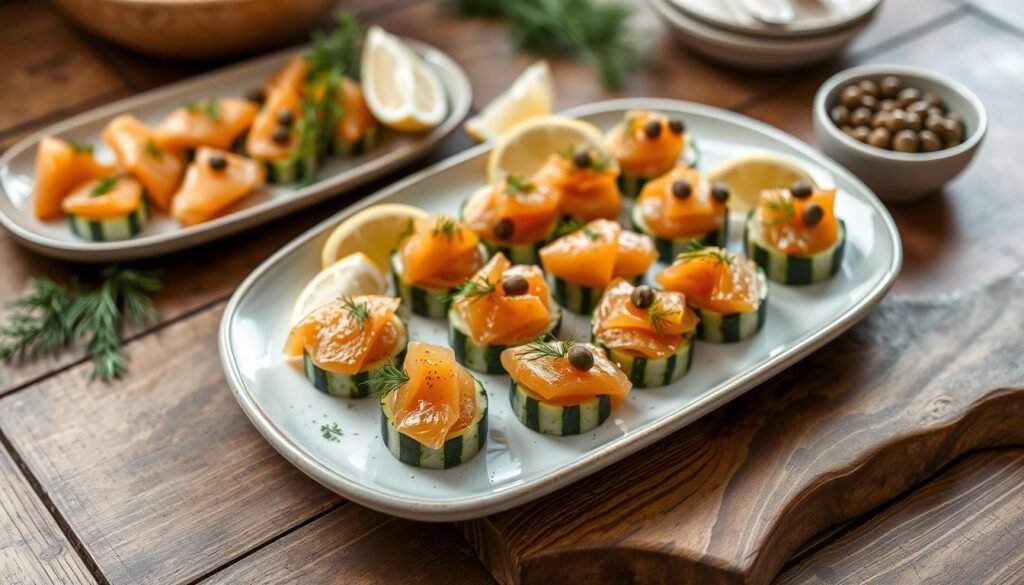 serving ideas for Quick Smoked Salmon Cucumber Bites