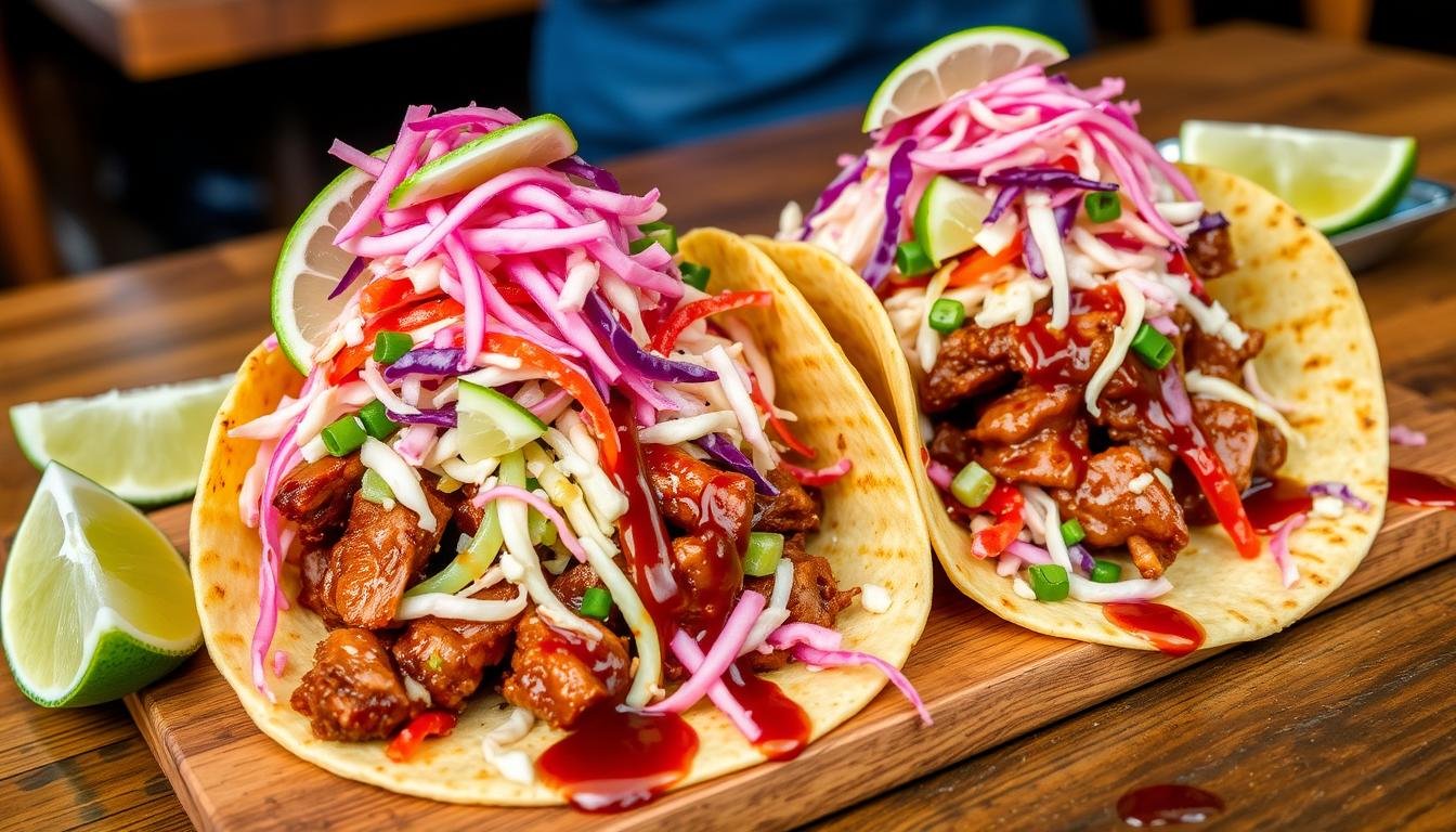 BBQ Pork Tacos with Cabbage Slaw