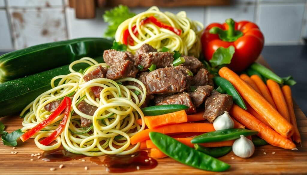 Beef Zoodle Stir-Fry Ingredients