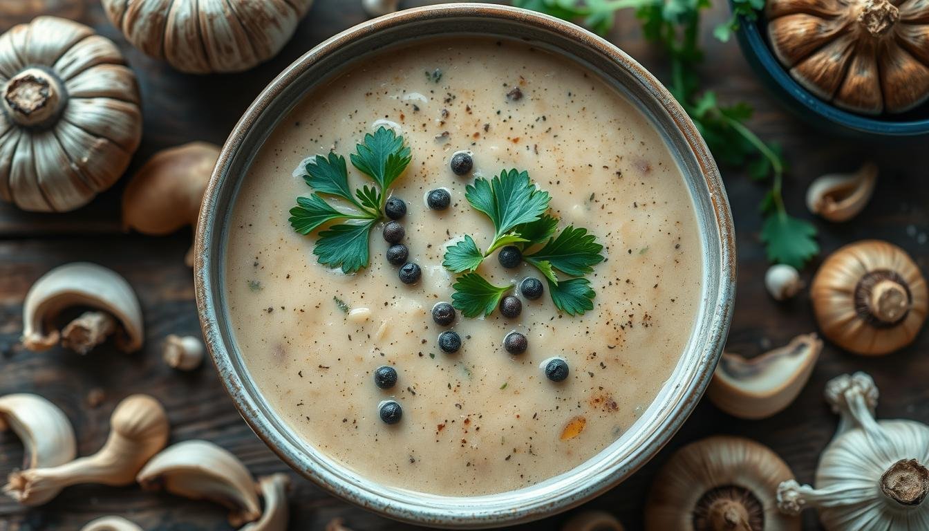 Garlic Herb Mushroom Soup