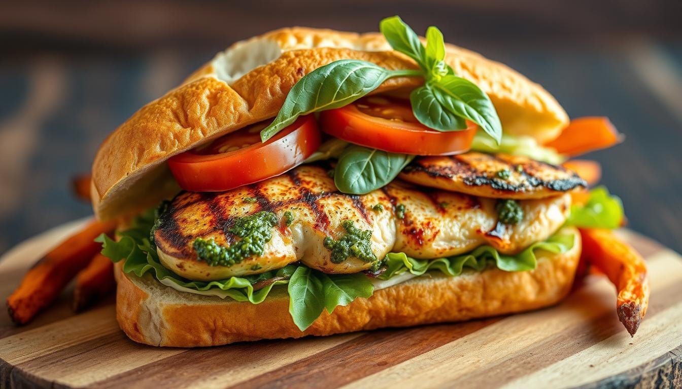 Grilled Chicken & Pesto Sandwich