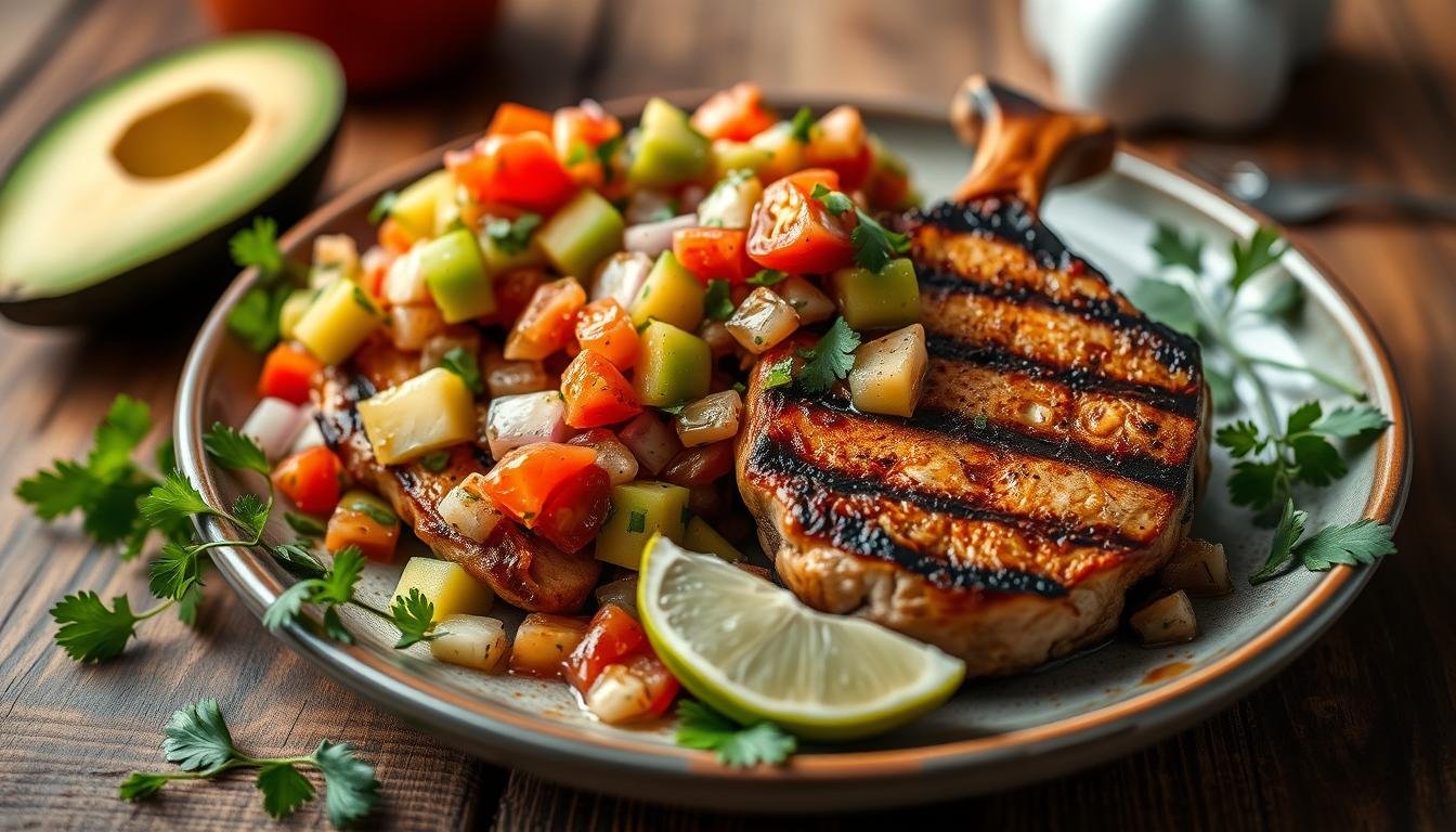 Grilled Pork Chops with Avocado Salsa