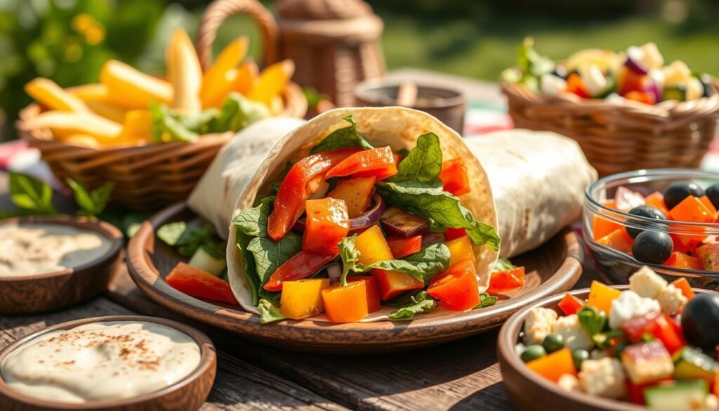 Healthy meals with Mediterranean veggie wrap