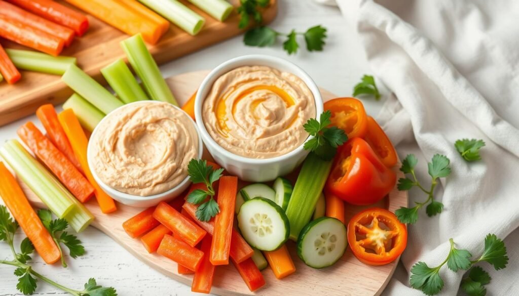 Healthy snacks pairings with veggie sticks