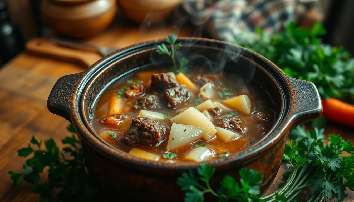 Hearty Crockpot Beef & Cabbage Soup