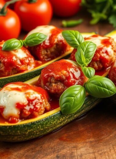 Italian-Style Meatball Zucchini Boats