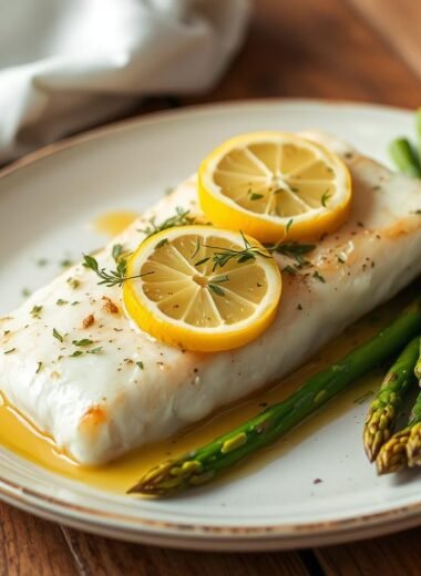 Lemon Butter Halibut with Asparagus
