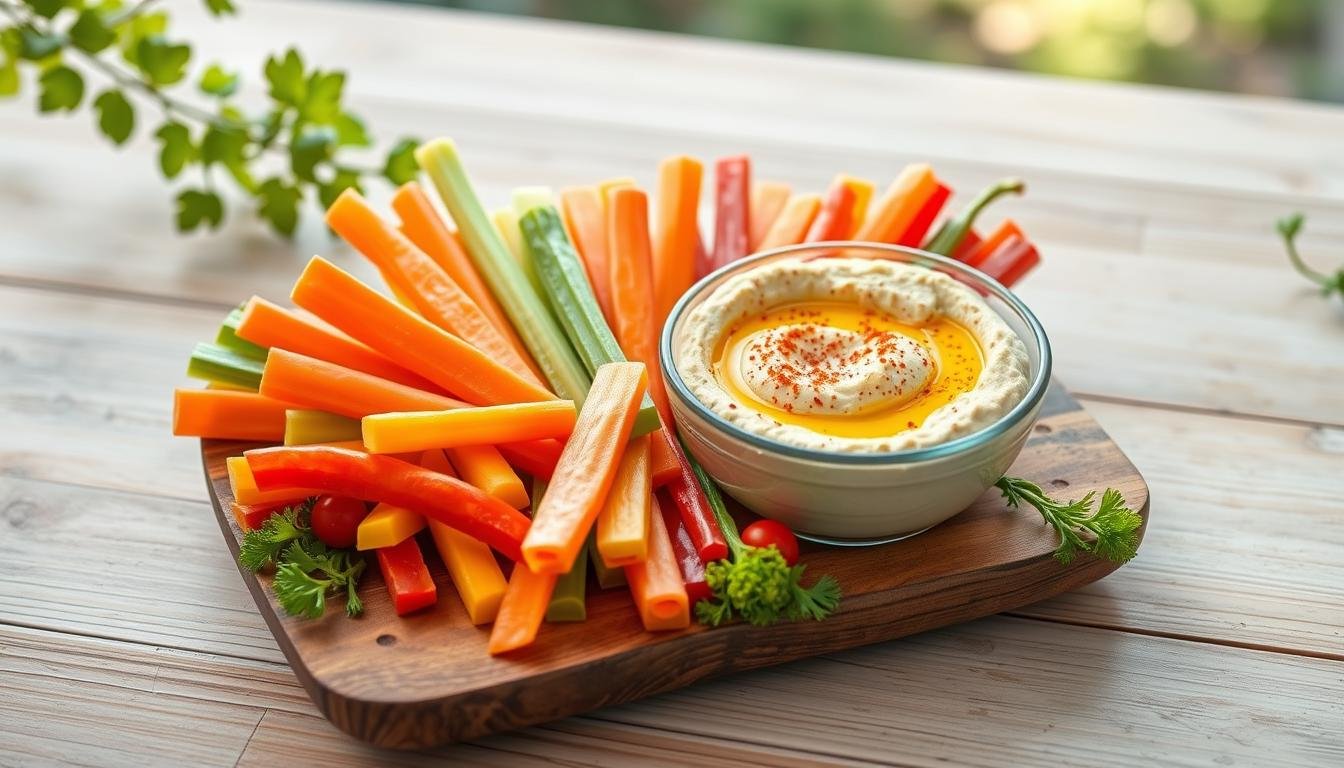 Low-Calorie Veggie Sticks with Hummus