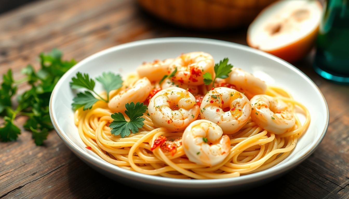 Low-Fat Garlic Shrimp Pasta