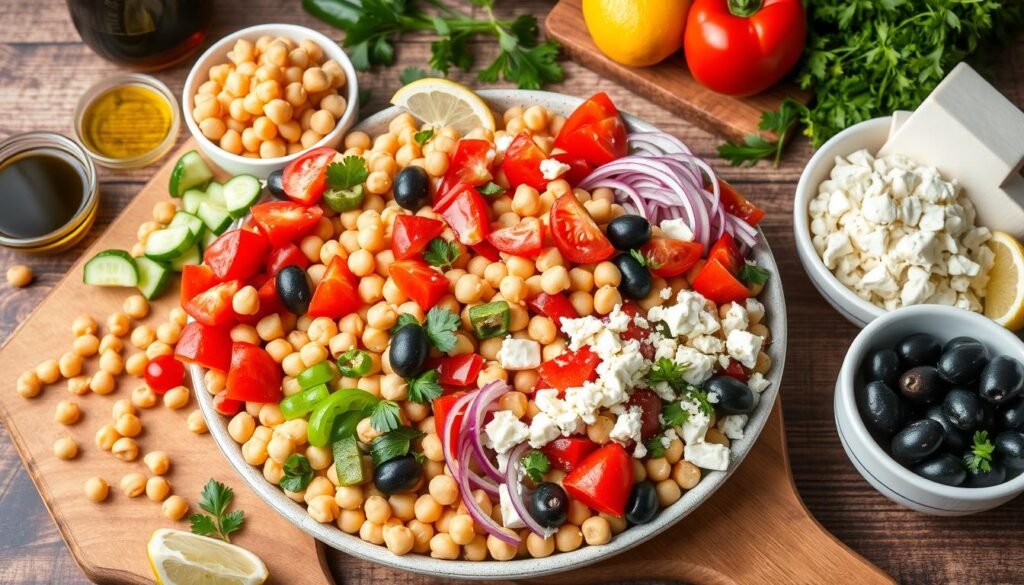 Mediterranean Chickpea Salad ingredients and preparation