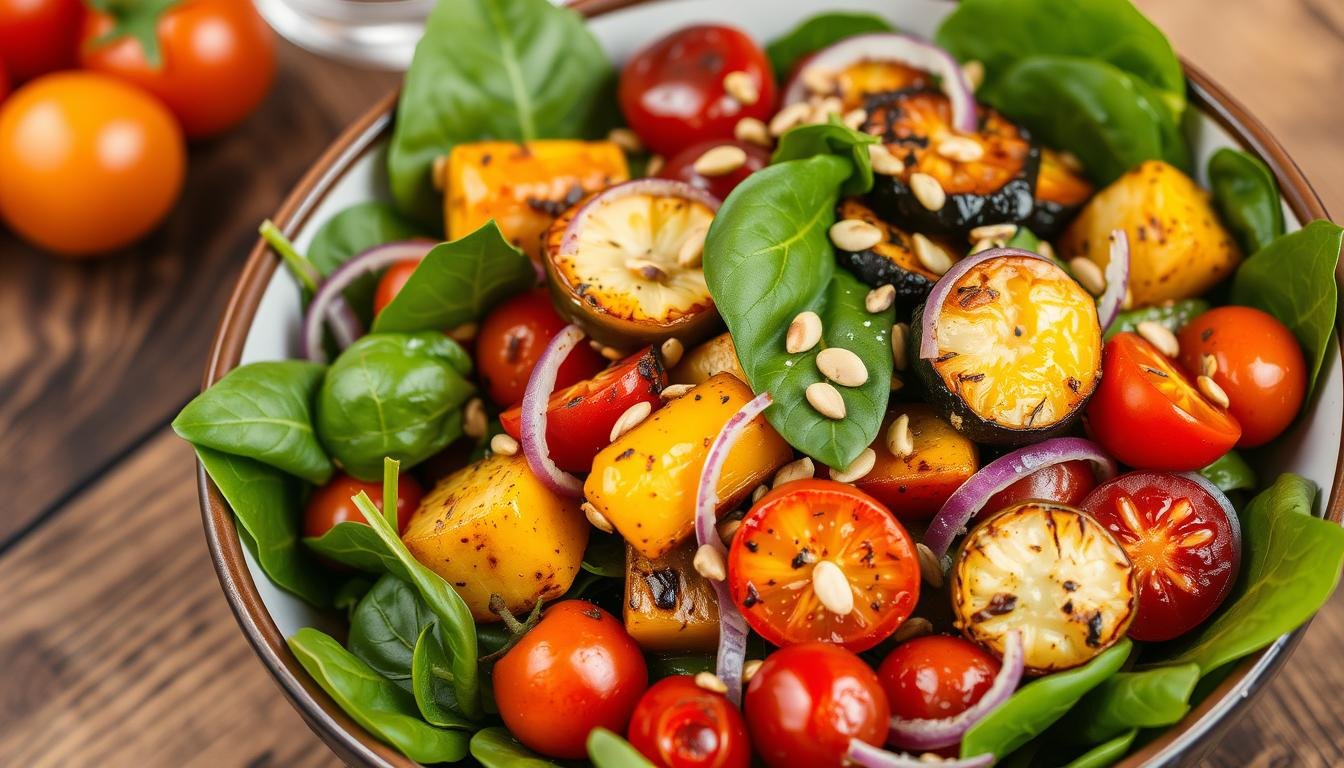 Roasted Veggie & Spinach Salad