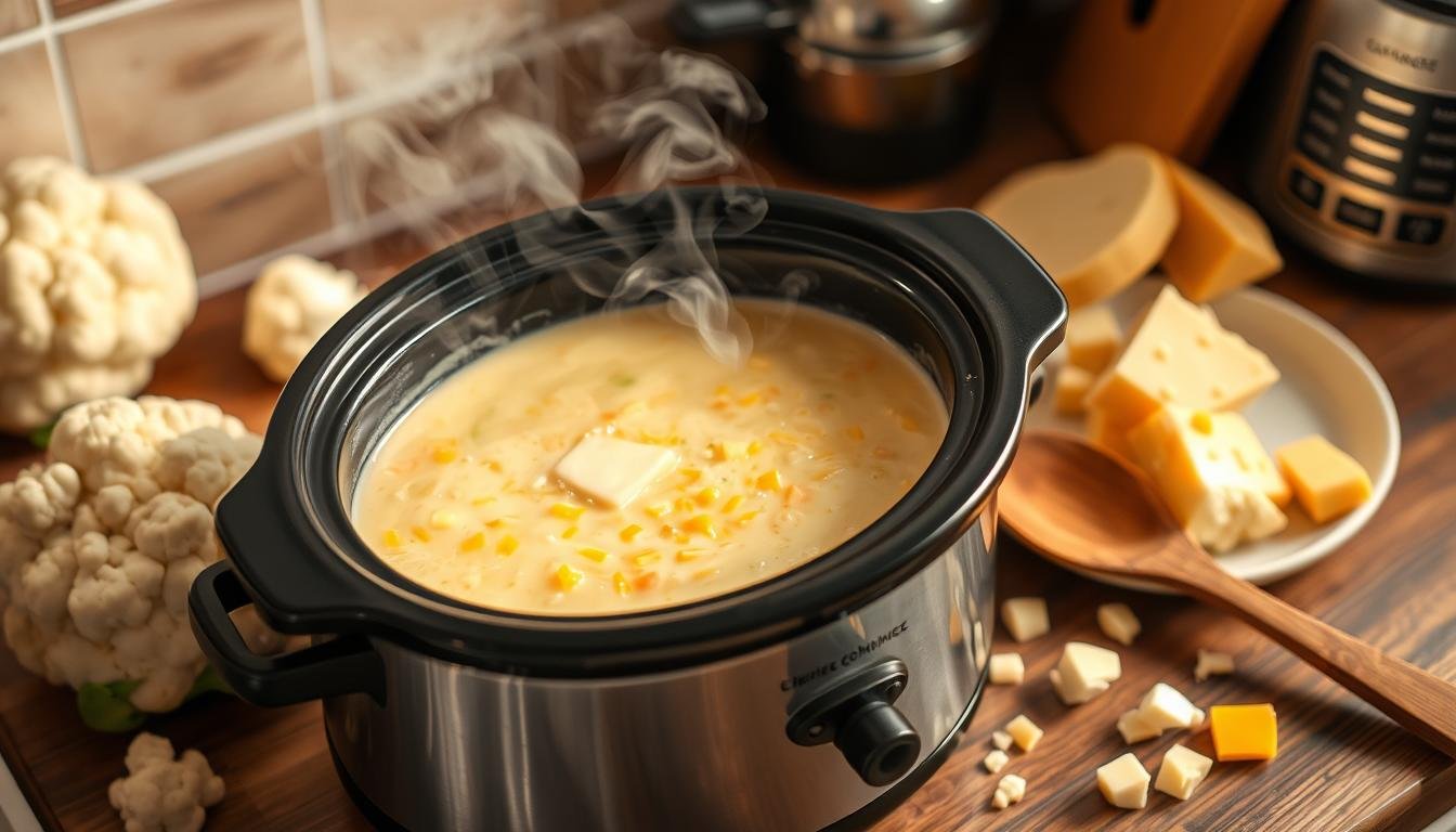 Slow-Cooker Cauliflower & Cheddar Soup