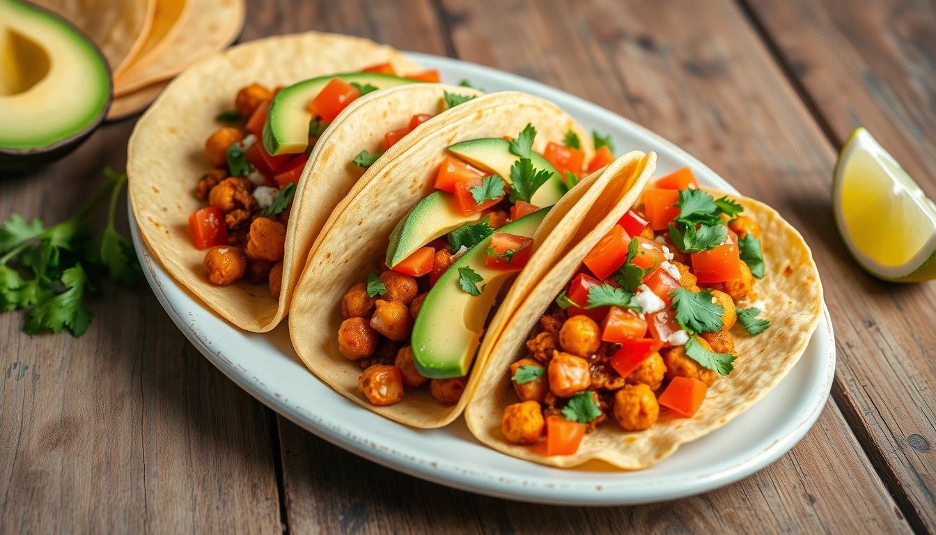 Spicy Chickpea & Avocado Tacos