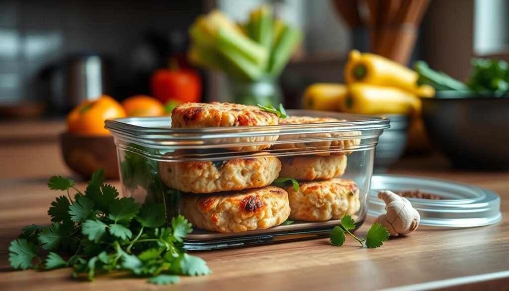 Storing salmon patties