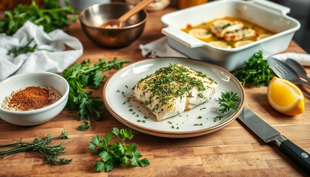 cooking instructions for Herb-Crusted Baked Cod