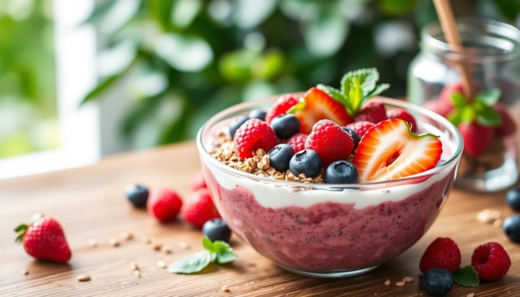 healthy eating Greek Yogurt & Berry Smoothie Bowl