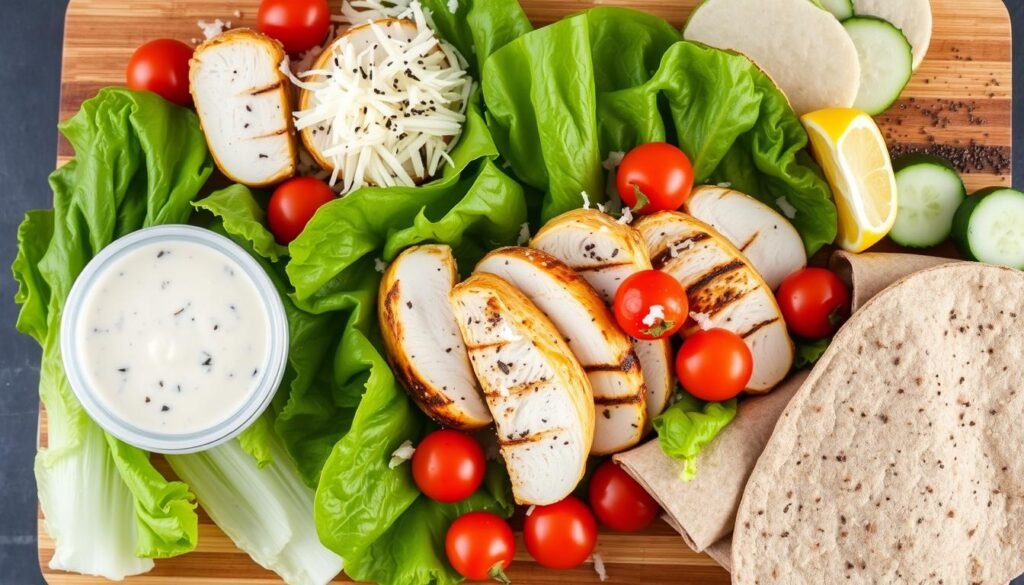 healthy ingredients for Caesar salad wrap
