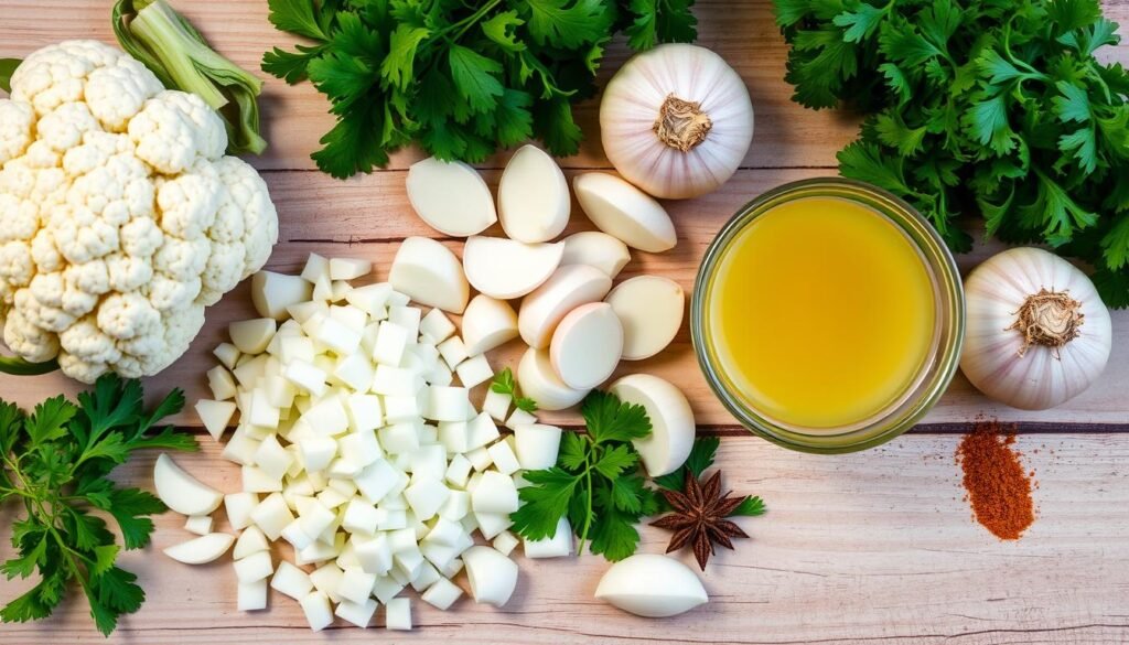 key ingredients for cauliflower rice pilaf