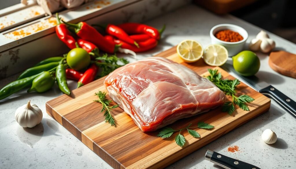 prepping pork tenderloin