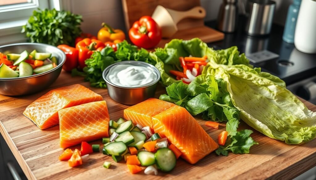 salmon wrap preparation