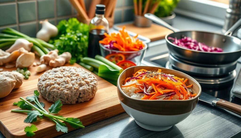 turkey burger bowl preparation