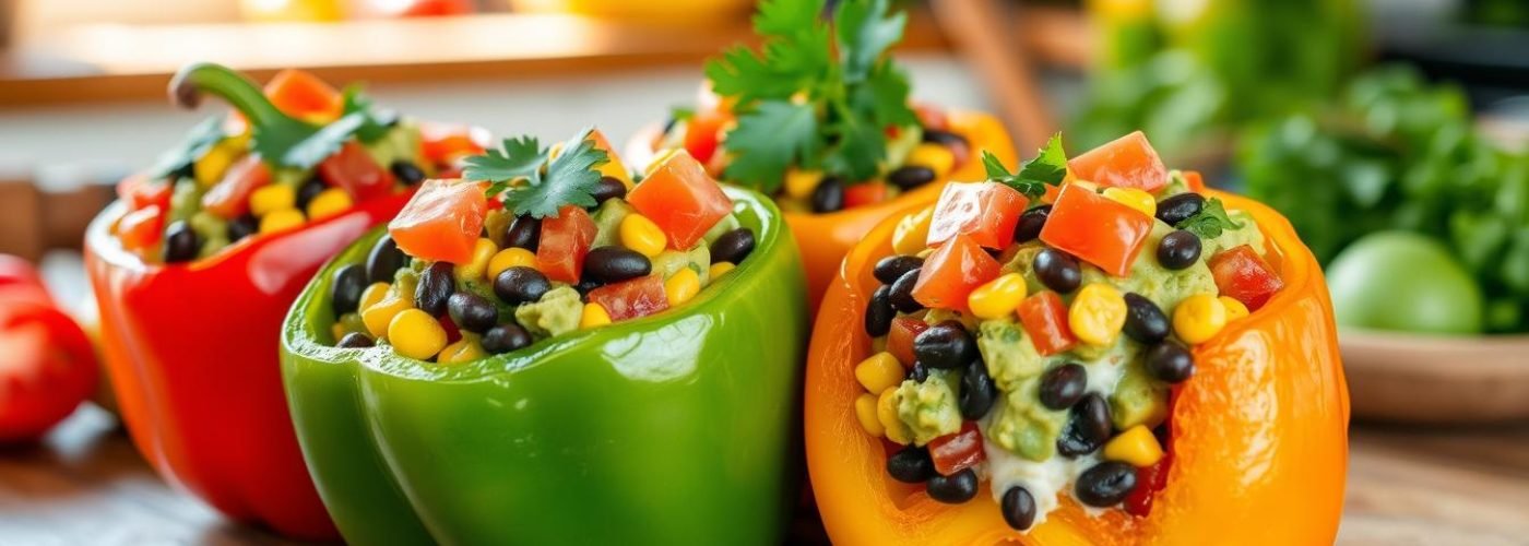 Avocado & Black Bean Stuffed Peppers