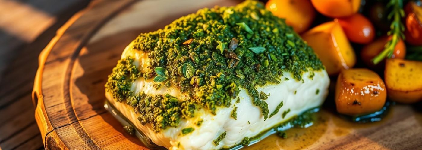 Baked Pesto-Crusted Cod