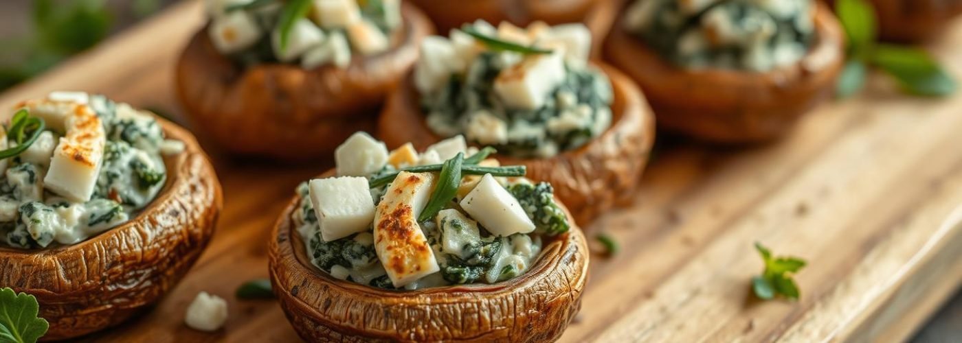 Baked Spinach & Feta Stuffed Mushrooms