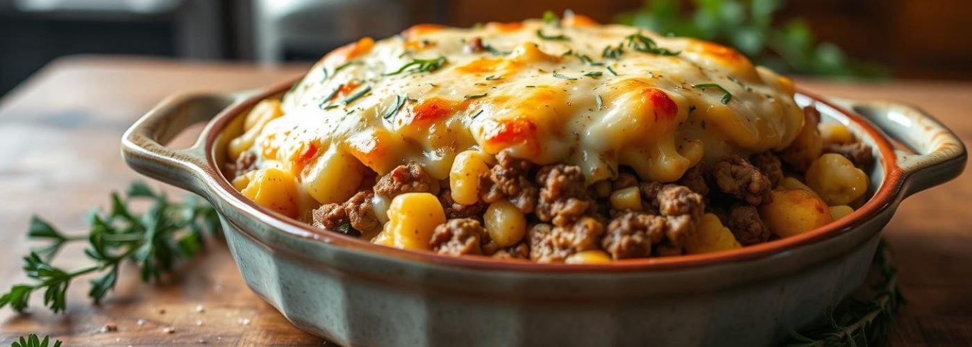 Cheesy Ground Beef & Cauliflower Casserole