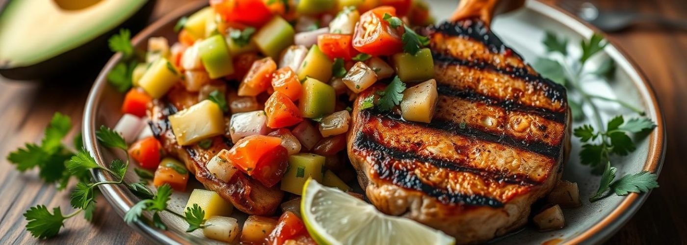 Grilled Pork Chops with Avocado Salsa