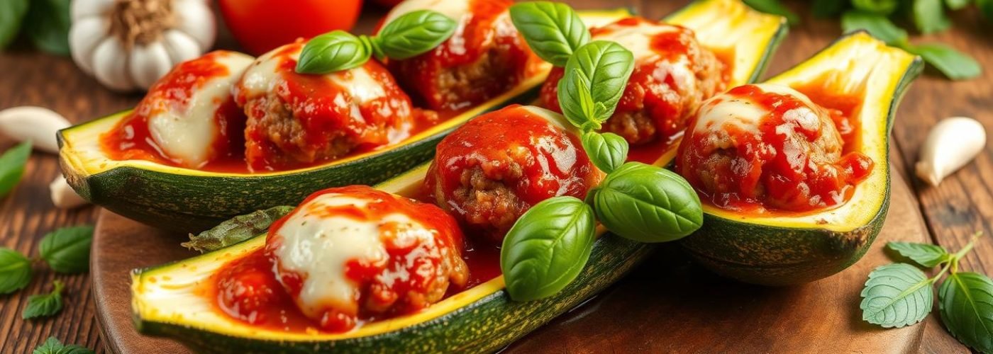 Italian-Style Meatball Zucchini Boats